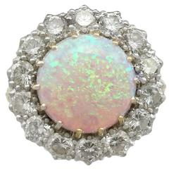 1990s 3.55 Carat Opal and 2.68 Carat Diamond Yellow Gold Cocktail Ring 12