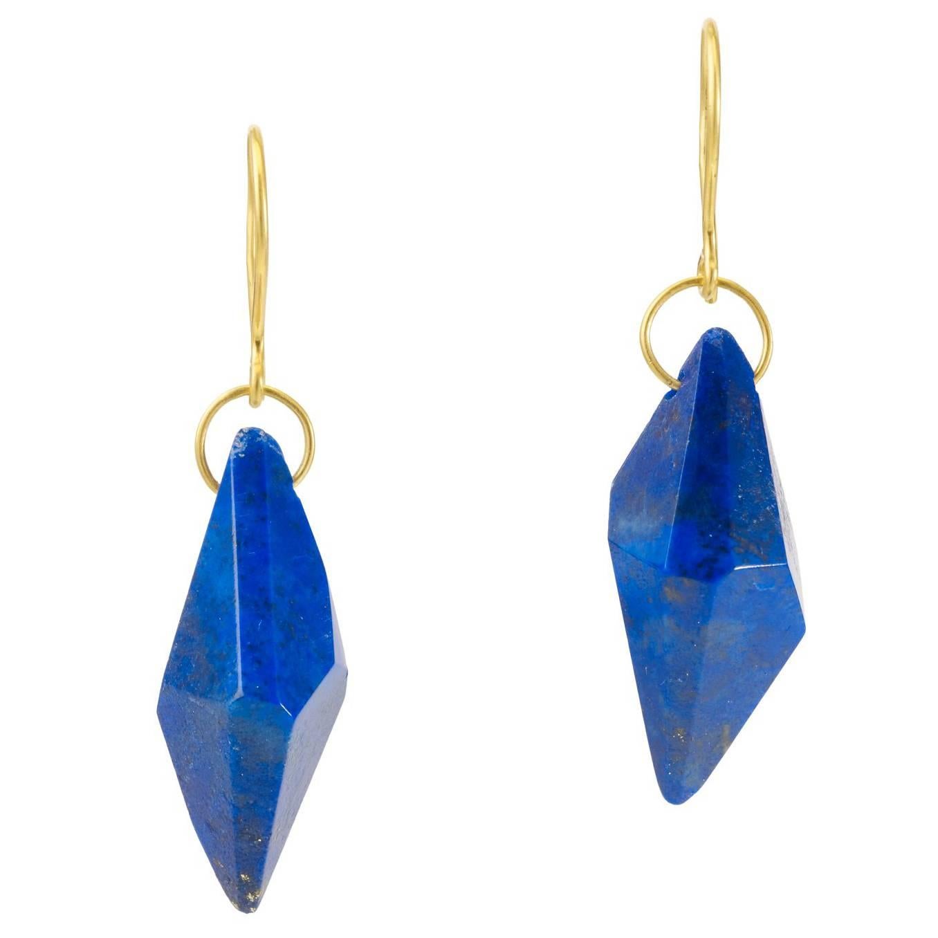 Lapis Hexagonal Earrings