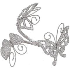 Van Cleef & Arpels Diamond Gold Butterfly Hinged Bangle Cuff Bracelet 1