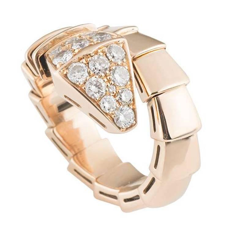 Bulgari Serpenti Diamond Rose Gold Ring