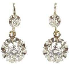 French Art Deco Numbered Diamond White Gold Drop Earrings