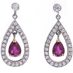 18 Carat White Gold 1.88 Carat Ruby and Diamond Drop Earrings 10