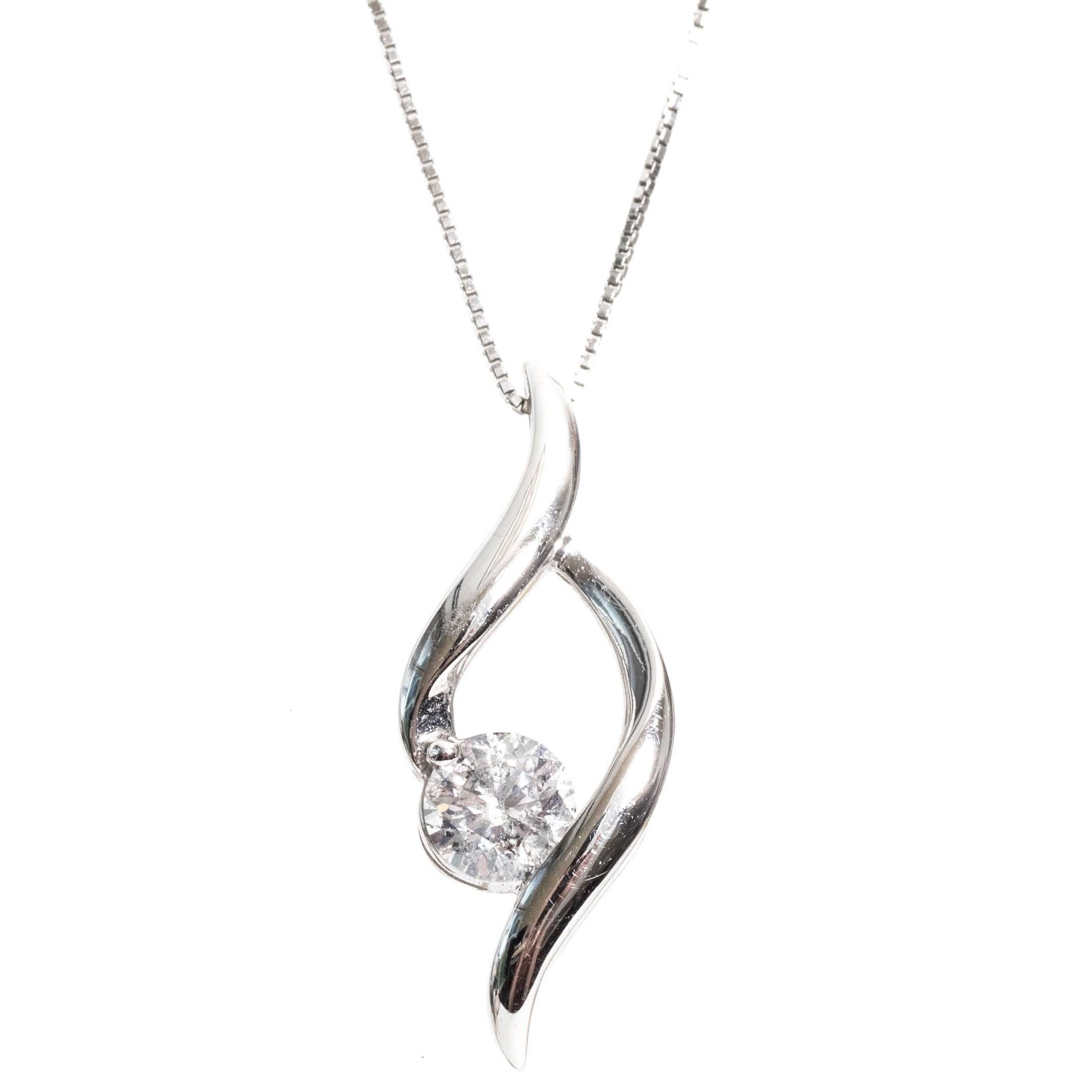 0.50 Carat Diamond White Gold Infinity Solitaire Necklace