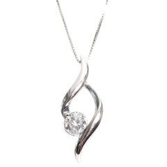 0.50 Carat Diamond White Gold Infinity Solitaire Necklace
