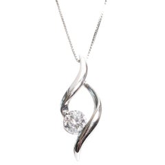 Collier solitaire infini en or blanc avec diamants de 0,50 carat