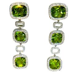 Laura Munder Peridot Diamond White Gold Earrings 7