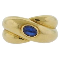 Cartier Gold Sapphire Crossover Wide Band Ring