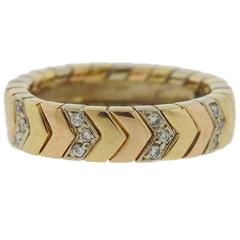 Cartier Diamond Gold Chevron Band Ring