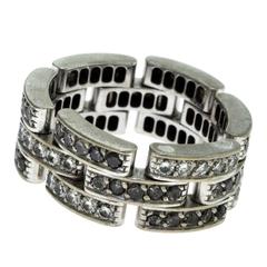 Cartier Maillon Panthère Black and White 3 Diamond Paved Rows Diamond Gold Ring 9