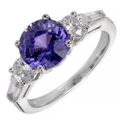 Peter Suchy 3.18 Carat Natural Purple Sapphire Diamond Gold Engagement Ring 12