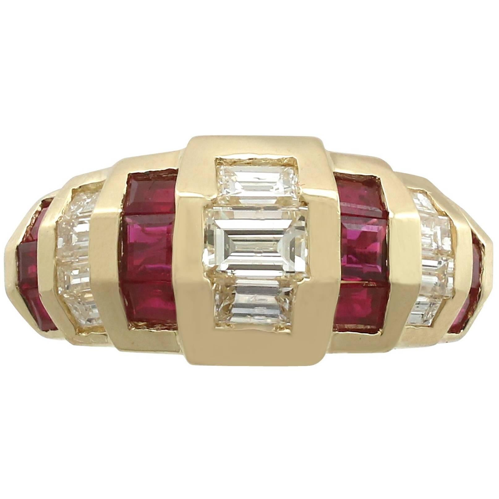1950s Ruby and Diamond Yellow Gold Cocktail Ring