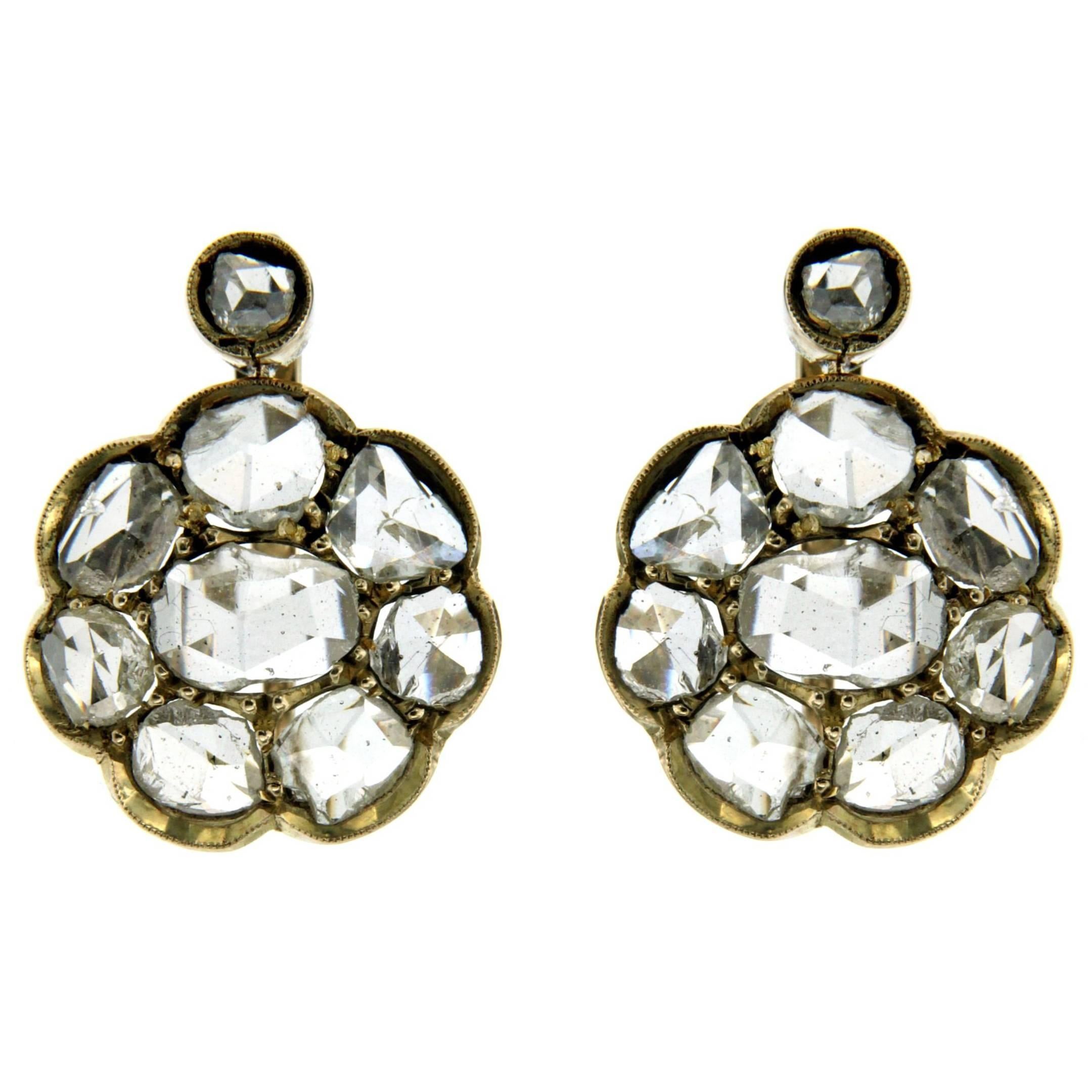 Diamond Gold Cluster Earrings