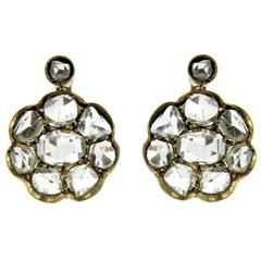 Diamond Gold Cluster Earrings 7