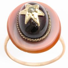 Cabochon Garnet and Agate Shooting Star Ring, circa 1890 12