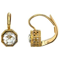 Rose Cut Diamond Gold Earrings 9