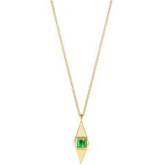 Emerald and Gold Geometric Pyramid Necklace