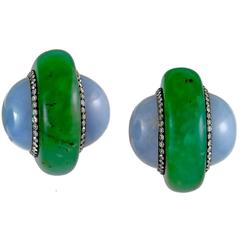 JAR Chrysophrase Chalcedony Earclips 3