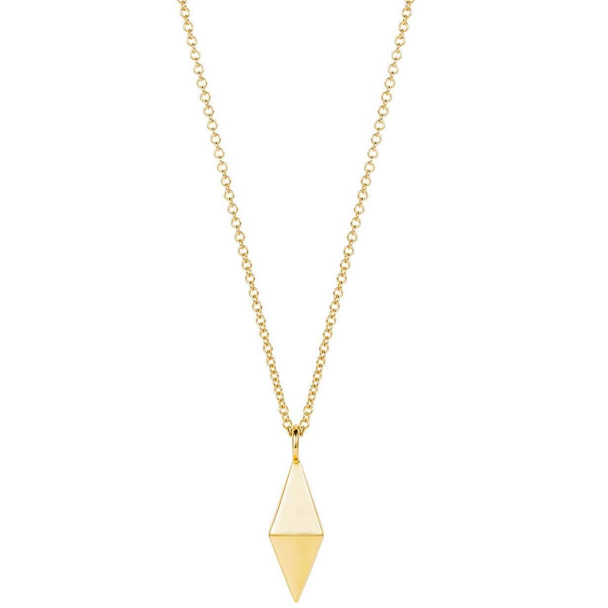 Geometric Double Pyramid Gold Necklace For Sale