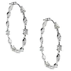 Diamond Hoop Earrings in 18 Karat White Gold 9