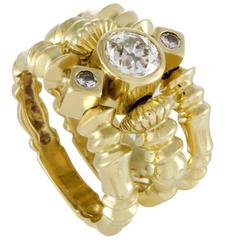 Retro SeidenGang Diamond Yellow Gold Band Ring