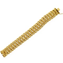 1960s Buccellati Wide Textured Gold Bracelet
