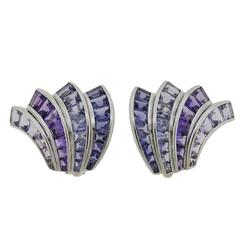 Seaman Schepps Iolite Amethyst Gold Fan Earrings 11