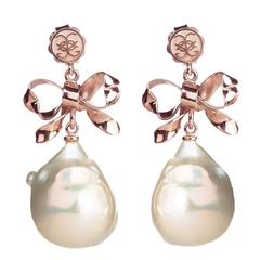 Couleurs de Géraldine Rose Gold Pearl Dangle Earrings Handmade in Italy