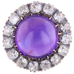 Antique Victorian Amethyst Cushion Cut Diamond Round Brooch 5