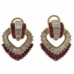 Oscar Heyman Classic Ruby Diamond Gold Earrings