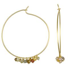 Faye Kim Gold Hoops with Milky Diamond Beads