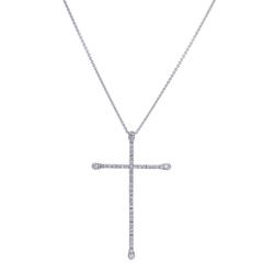 0.79 Carat Diamond White Gold Movement Cross Pendant Necklace