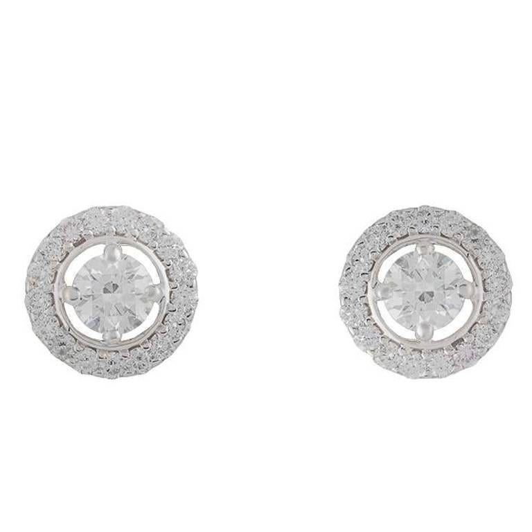 Diamond Halo Earrings 1.33 Carat