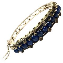 Cabochon Sapphire Gold Bangle Bracelet 11