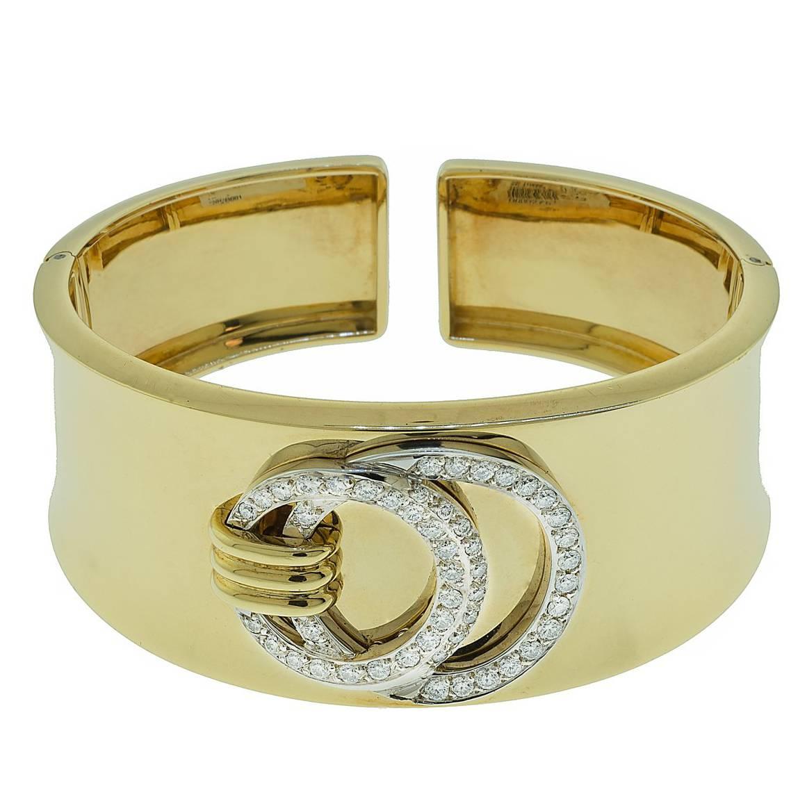 Christian Dior Vintage J'Adore Gold Toned Wire Cuff Bracelet For Sale at 1stdibs