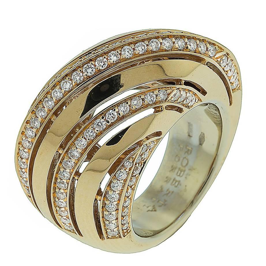 Roberta Poratti Diamond 18 Karat Domed Rose Gold Ring For Sale