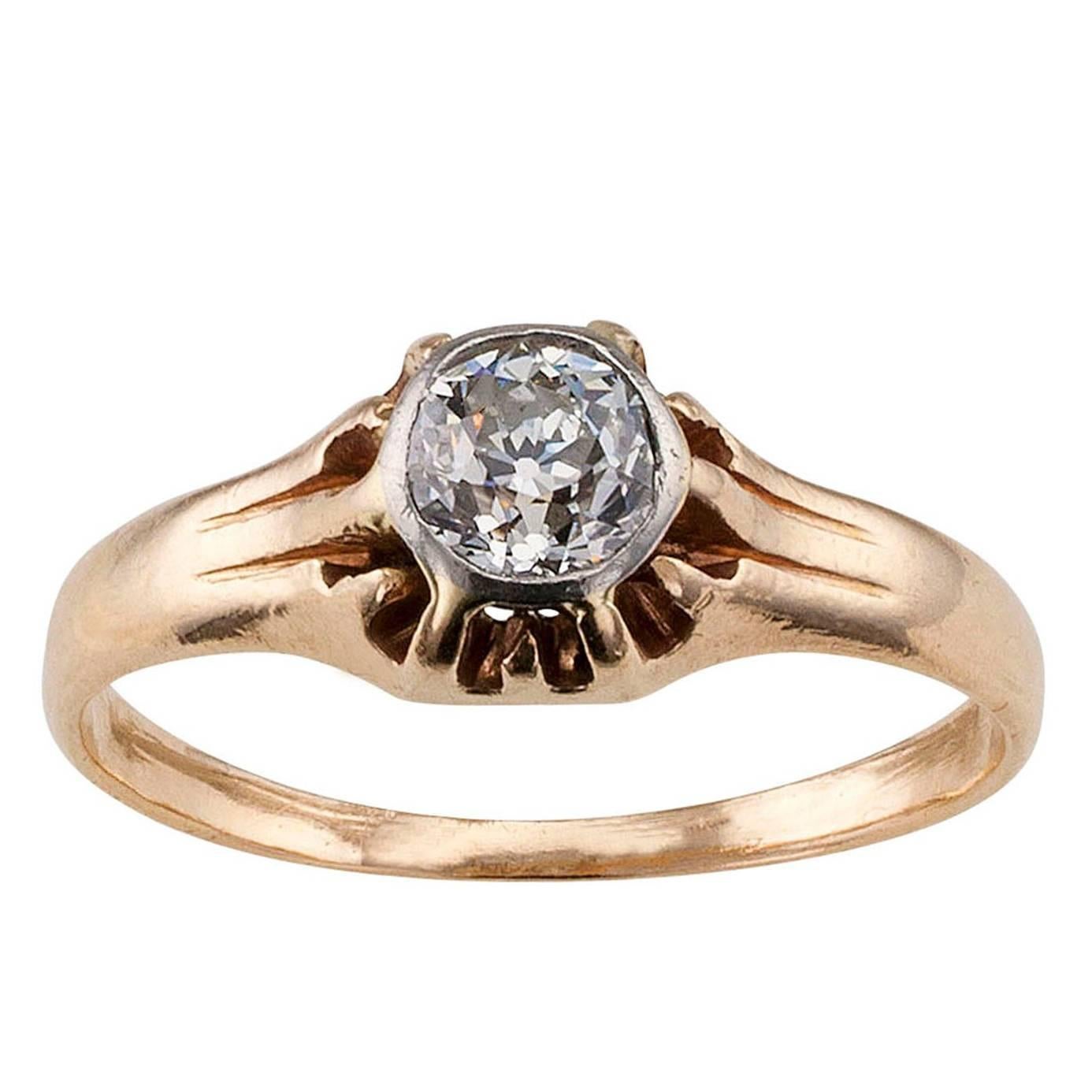 Victorian 0.35 Carat Diamond Gold Engagement Ring
