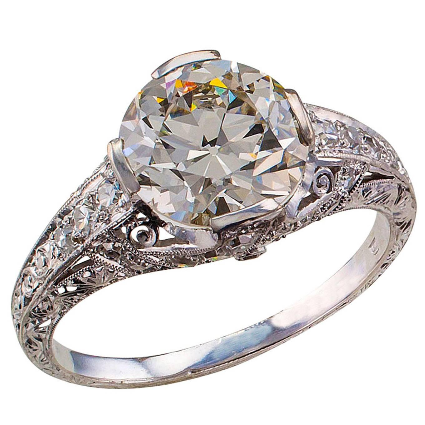 2.27 Carats GIA Diamond Solitaire Art Deco Engagement Ring
