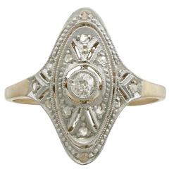 1920s Diamond Yellow Gold Marquise Ring 12