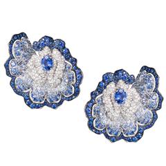 Vanleles Blue Sapphire Diamond Gold Enchanted Garden Earrings 8