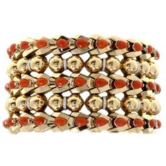 Luise Coral Diamond Gold Cuff Bracelet 3