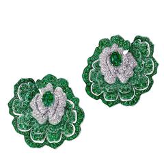 Vanleles Emerald Diamond Gold Enchanted Garden Earrings 10