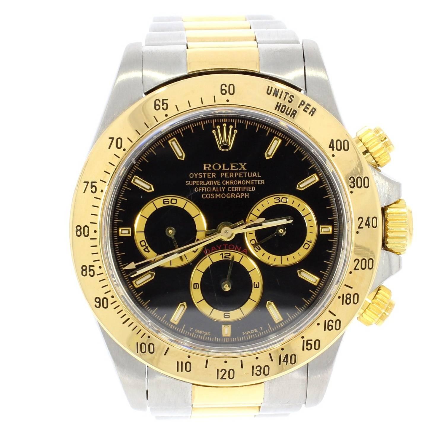 Rolex Yellow Gold Stainless Steel Daytona Zenith Movement Wristwatch Ref 16523 