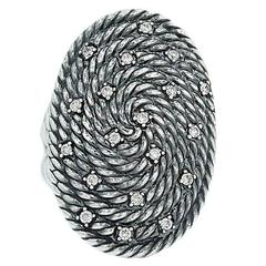 David Yurman Diamond Sterling Silver Cable Coil Ring 7