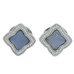 David Yurman Quatrefoil Chalcedony Diamond White Gold Earrings 11