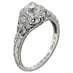 0.70 Carat GIA Diamond White Gold Engagement Ring 1
