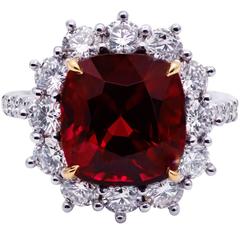 C. Dunaigre Certified 6.92 Carat Natural Spinel and Diamond Cocktail Ring 11