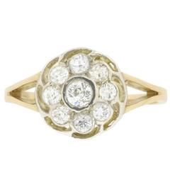 Vintage Round Old Cut Diamond Cluster Ring, circa 1940s 11