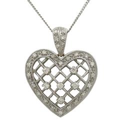 1960s Diamond White Gold Heart Pendant 11