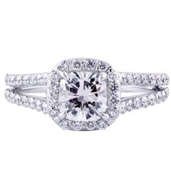 Cushion Cut GIA Certified Diamond Halo Engagement Ring