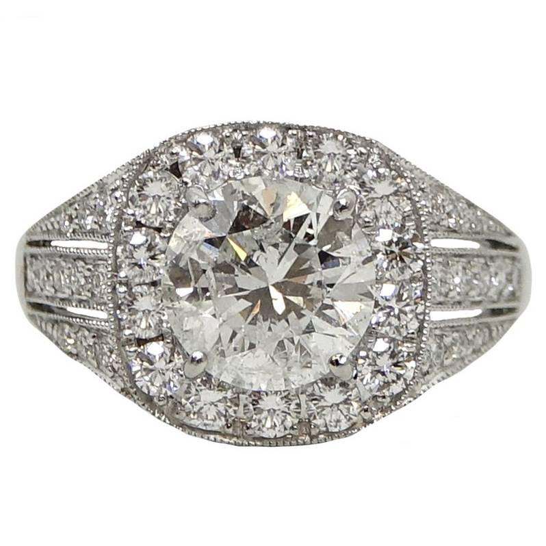 2.29 Carat Diamond Platinum Engagement Ring For Sale